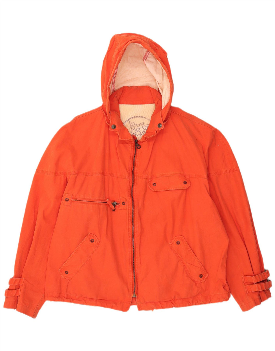 Jaqueta utilitária masculina Pollini com capuz UK 42 XL laranja