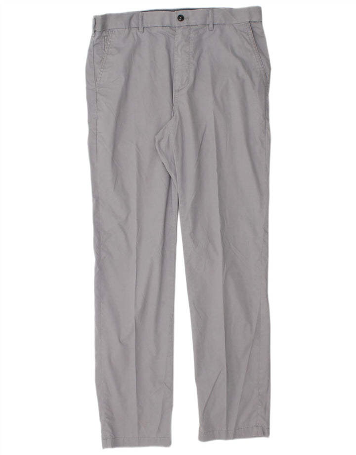 Calça chino masculina Marks & Spencer Blue Harbor Regular Fit W34 L33 cinza