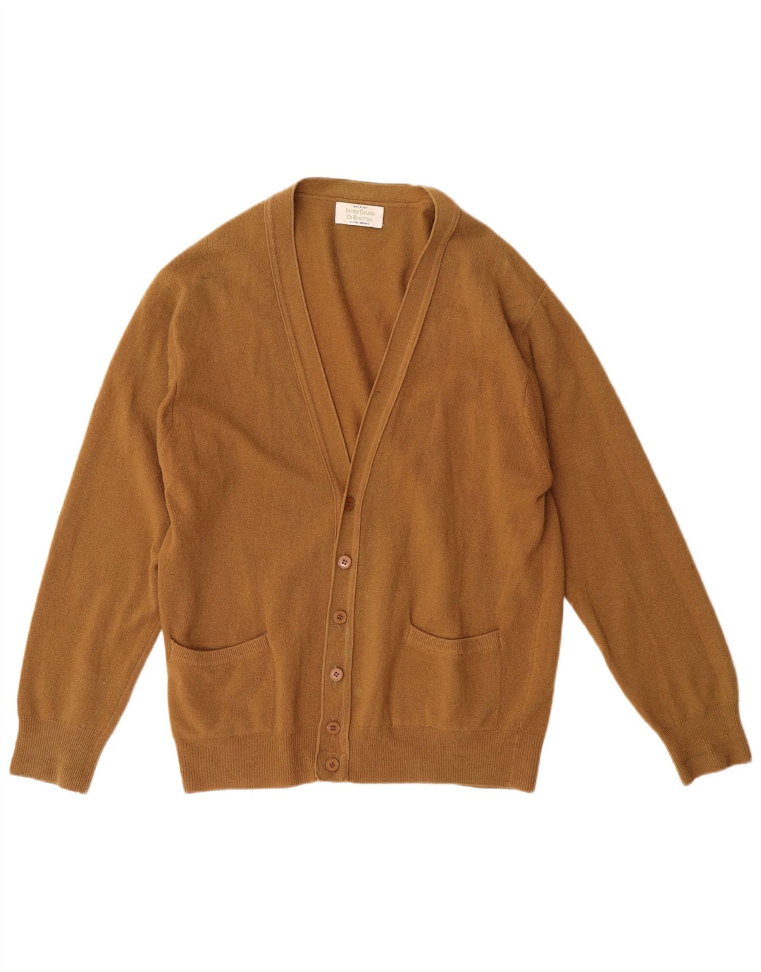 Suéter cardigã masculino BENETTON IT 48 lã de cordeiro marrom médio