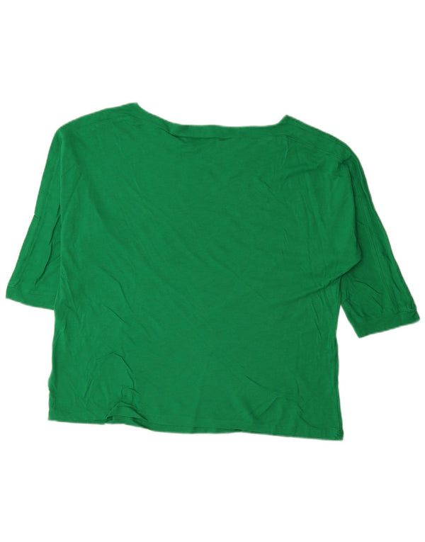 Top feminino Phase Eight manga 3/4 UK 18 XL algodão verde