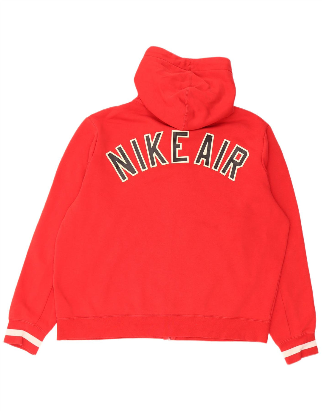 Suéter Nike masculino com capuz e zíper gráfico grande de algodão vermelho