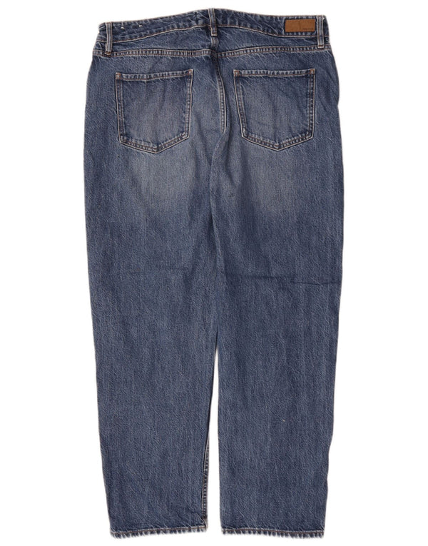 Calça jeans reta feminina Fat Face UK 16 grande W32 L26 algodão azul