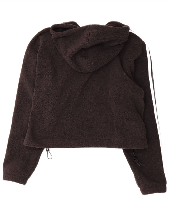 ADIDAS Womens Primegreen Oversized Zip Hoodie Sweater UK 16 Grande Preto