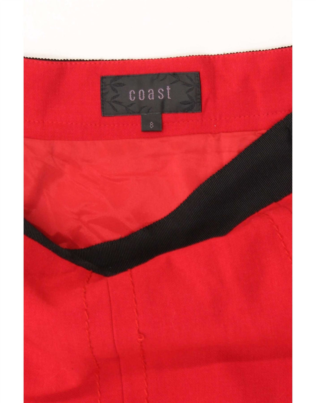 Mini saia feminina Coast UK 8 pequena W26 poliéster colorblock vermelho