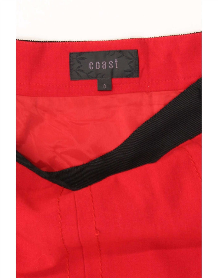 Mini saia feminina Coast UK 8 pequena W26 poliéster colorblock vermelho