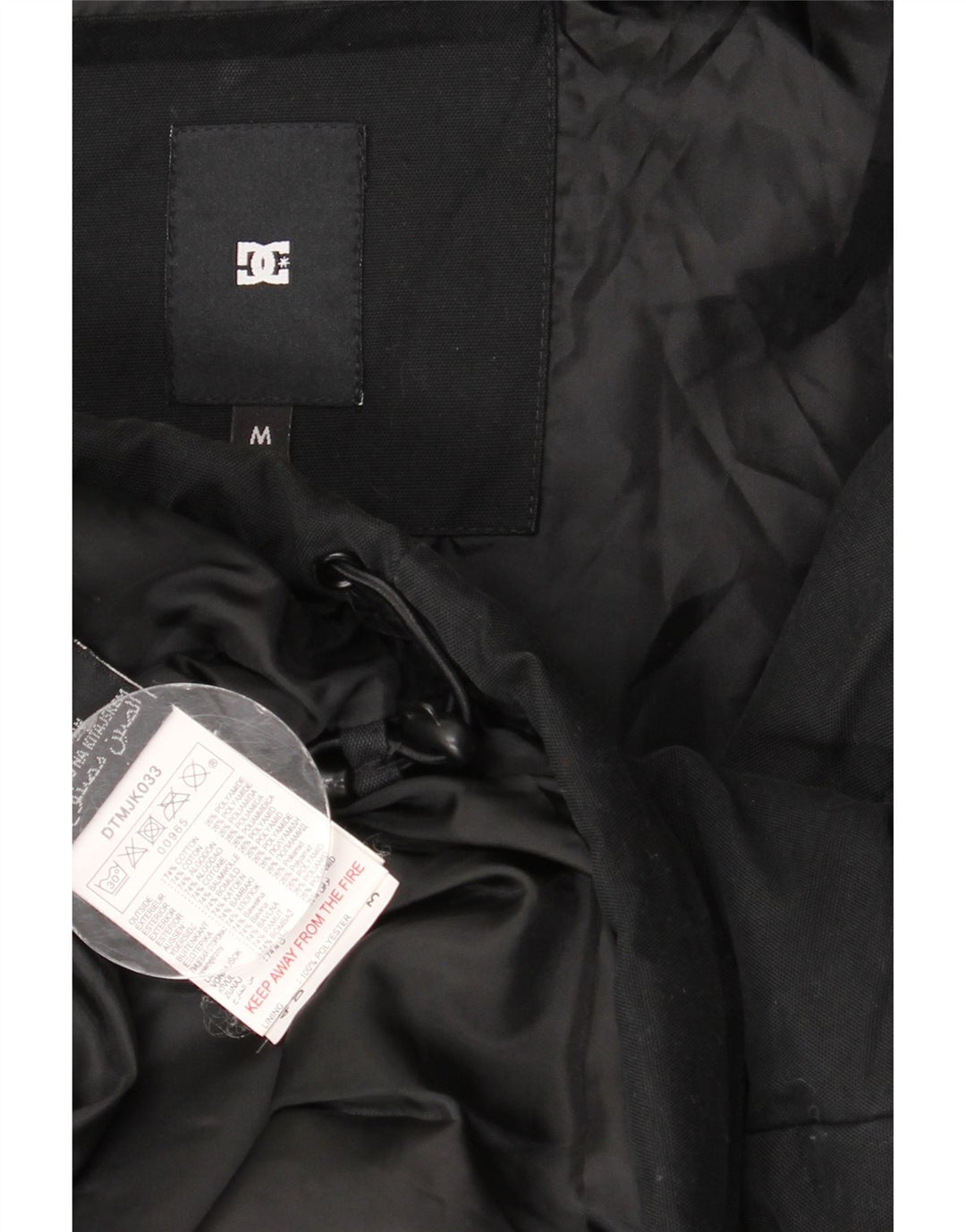 Jaqueta DC masculina acolchoada com capuz UK 38 algodão preto médio
