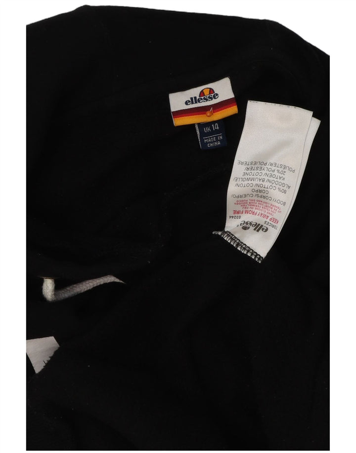 Jumper feminino com capuz gráfico ELLESSE Reino Unido 14 algodão preto médio