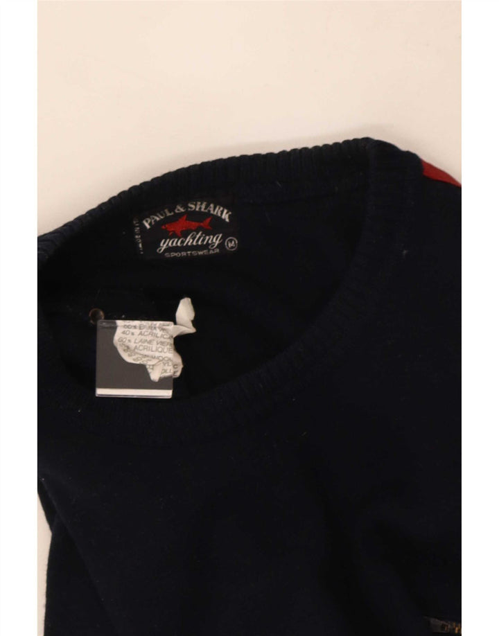 Suéter masculino Paul & Shark com gola redonda e bloco colorido médio azul marinho