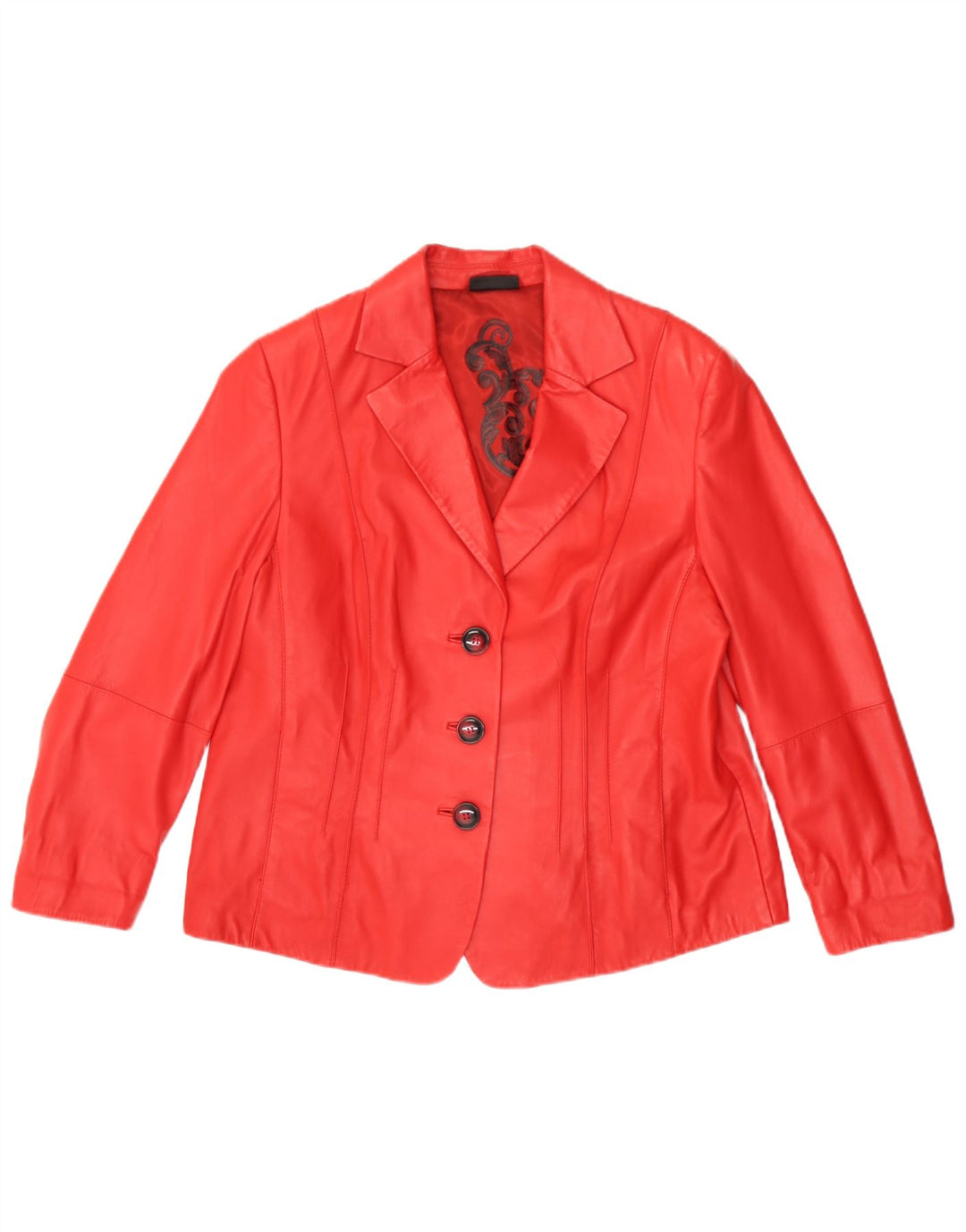 Jaqueta blazer feminina de couro com 3 botões Gerry Weber UK 20 2XL couro vermelho