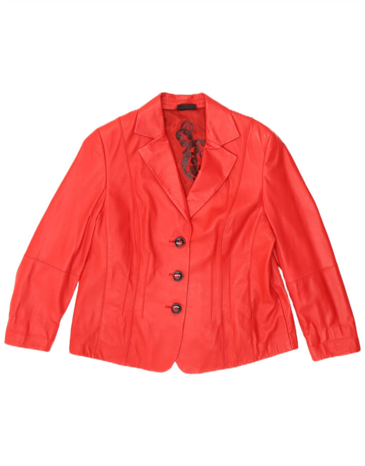 Jaqueta blazer feminina de couro com 3 botões Gerry Weber UK 20 2XL couro vermelho