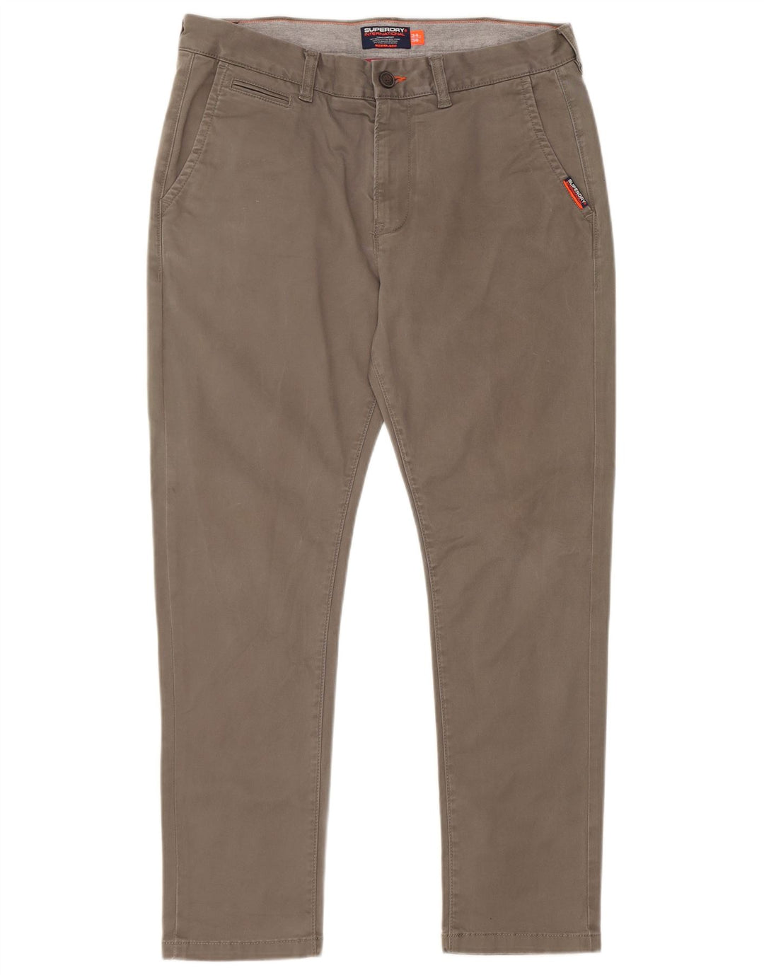Calça cargo slim masculina Superdry W34 L30 algodão cáqui