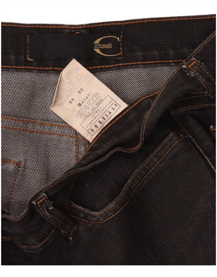 JUST CAVALLI Jeans retos femininos W34 L27 algodão preto
