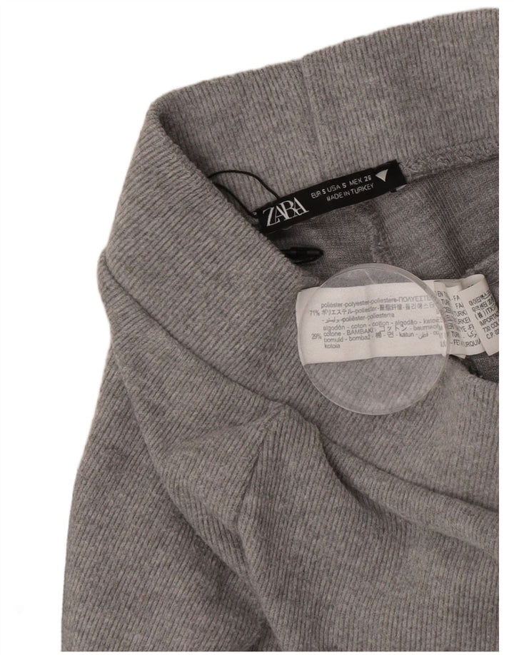 Calça de treino feminina Zara UK 10 poliéster cinza pequeno