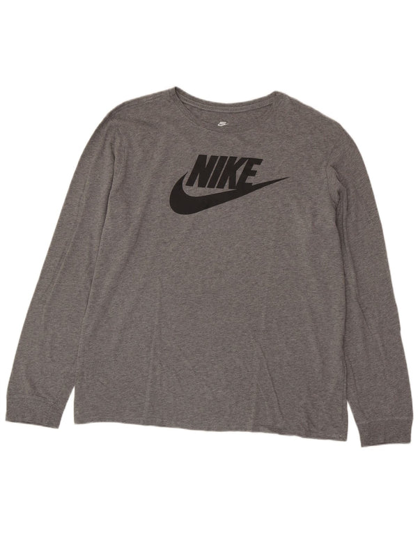 NIKE Masculino Athletic Cut Graphic Top Manga Longa XL Cinza Flecked