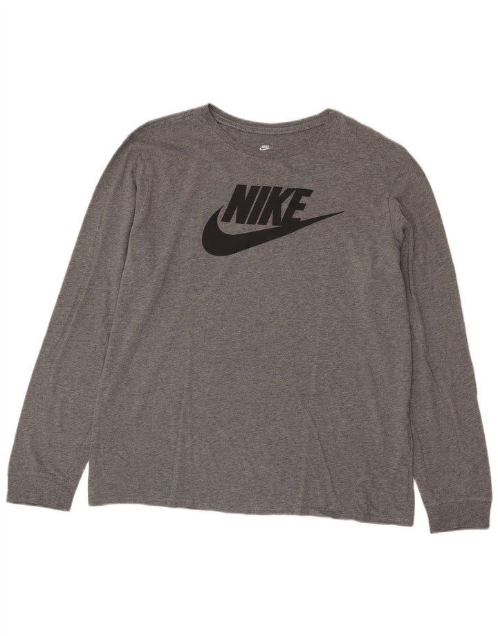 NIKE Masculino Athletic Cut Graphic Top Manga Longa XL Cinza Flecked