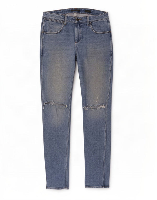 Wrangler Mens Stomper Distressed Slim Jeans W31 L33 Azul Algodão
