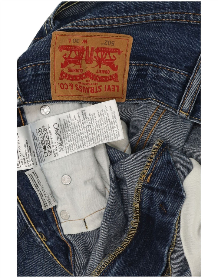 LEVI'S Masculino 502 Shorts Jeans W30 Algodão Azul Médio