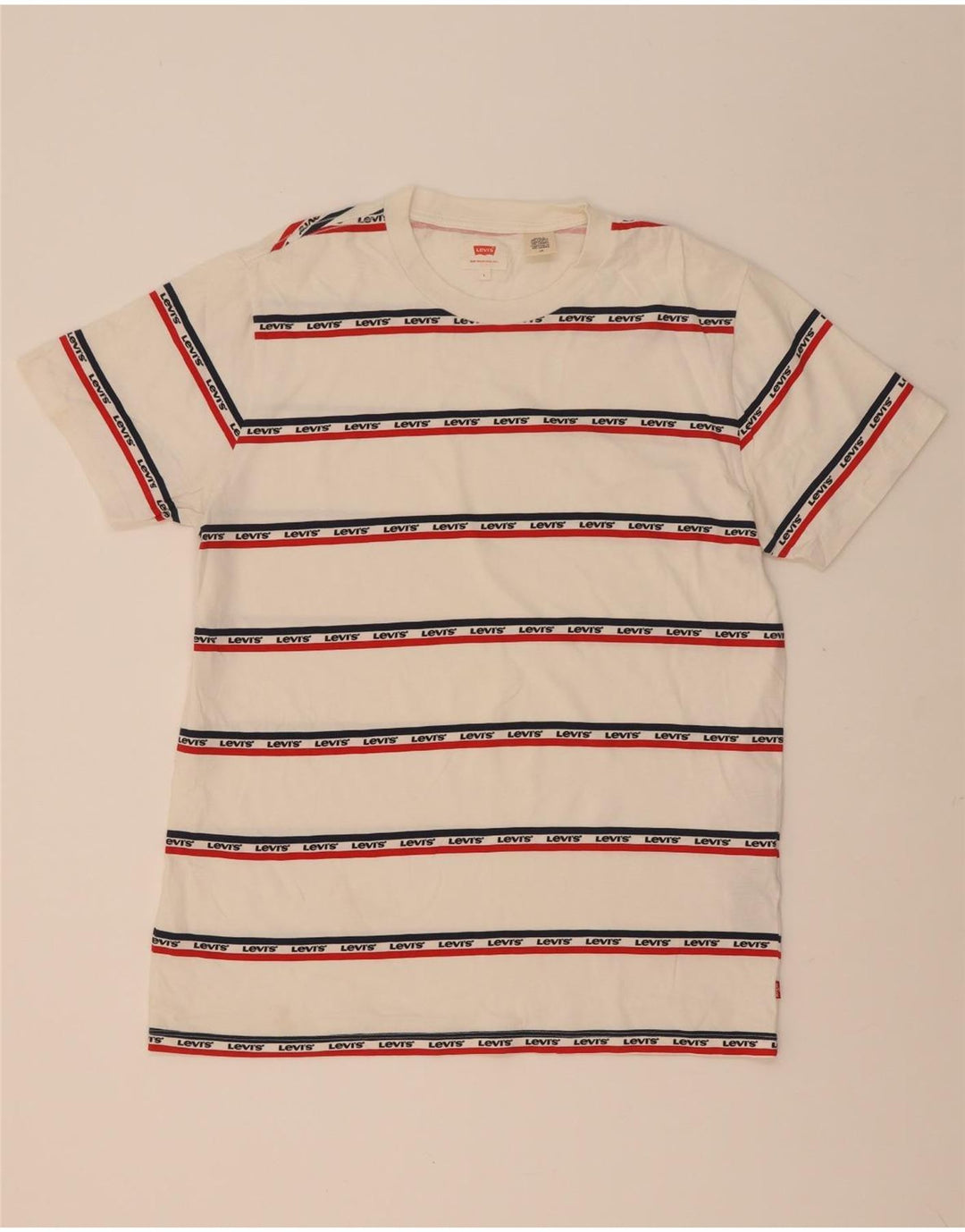 Camiseta gráfica masculina Levi's Top grande de algodão listrado branco