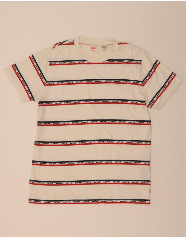 Camiseta gráfica masculina Levi's Top grande de algodão listrado branco