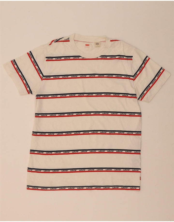 Camiseta gráfica masculina Levi's Top grande de algodão listrado branco