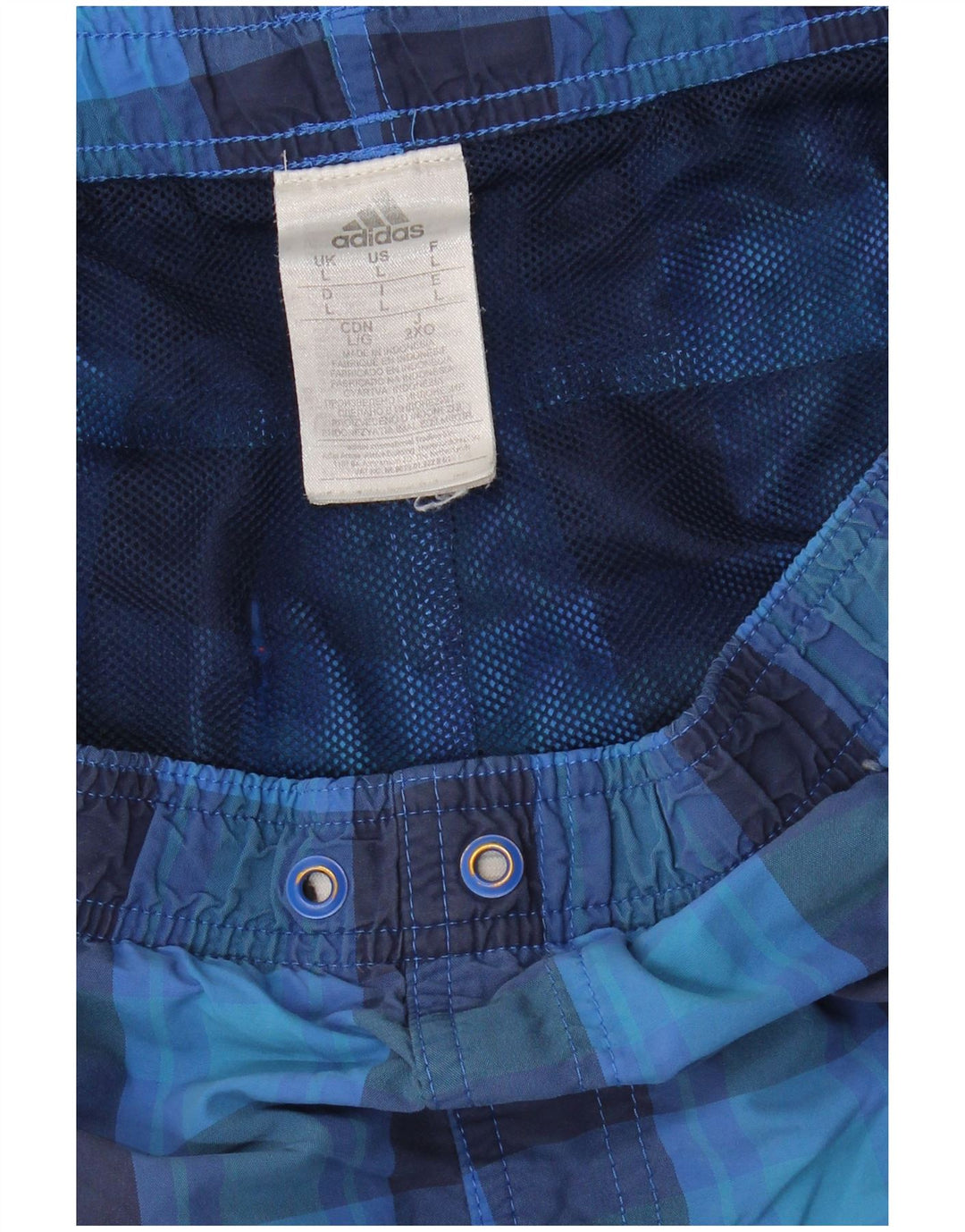 Shorts de natação masculino ADIDAS grande azul xadrez nylon