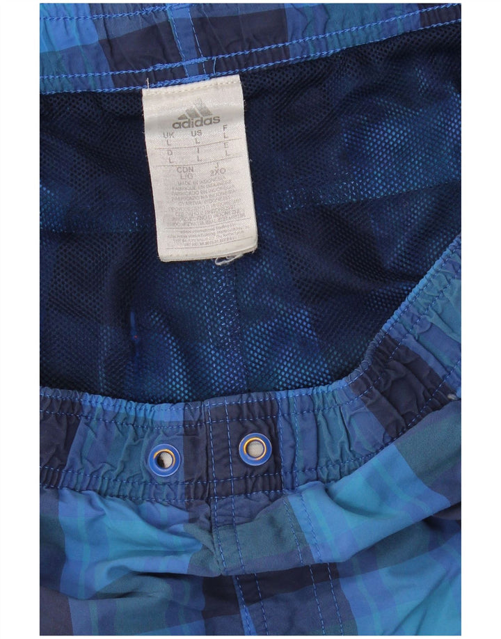 Shorts de natação masculino ADIDAS grande azul xadrez nylon