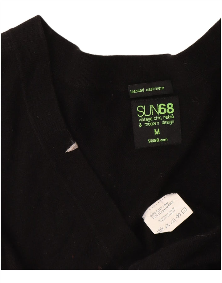 Suéter cardigã feminino Sun68 Longline Reino Unido 12 algodão preto médio