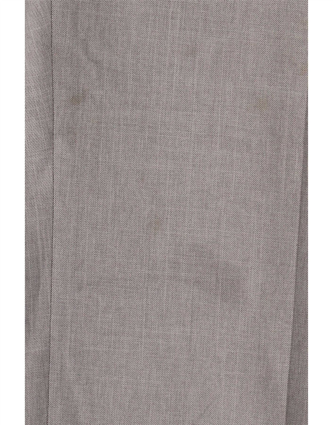 Calça masculina de terno reto Marks & Spencer W42 L29 poliéster cinza