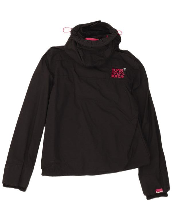 Jaqueta de chuva com capuz Superdry Womens Windcheater Reino Unido 18 XL Preto Nylon