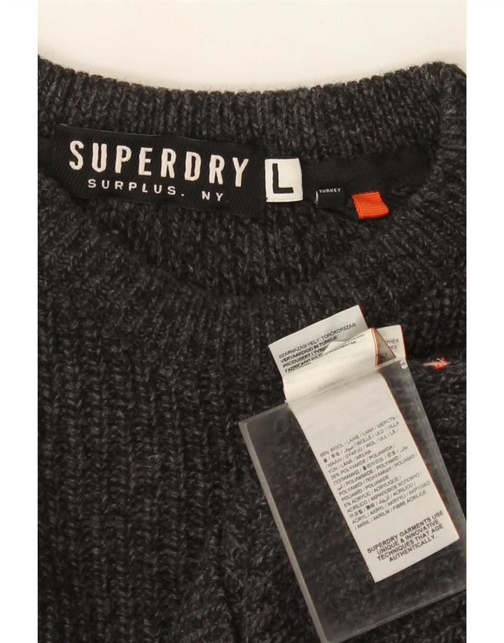 Suéter masculino Superdry com gola canoa grande lã cinza