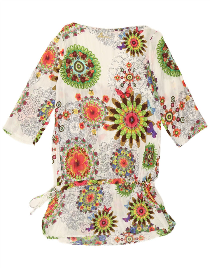 Túnica feminina Desigual manga 3/4 Reino Unido 12 médio branco floral