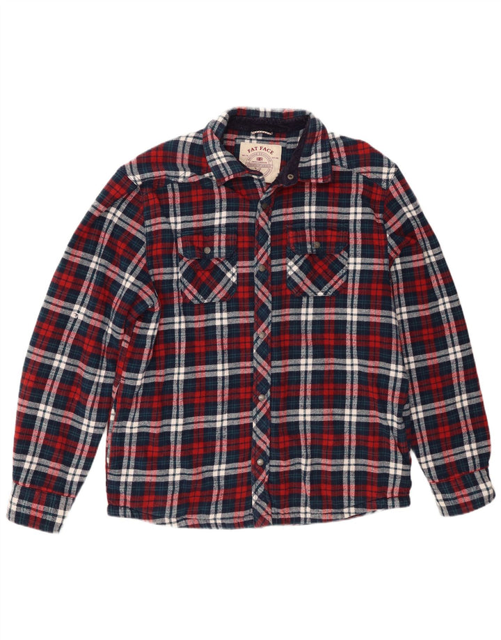 Camisa masculina de flanela de lenhador Fat Face grande algodão xadrez azul marinho