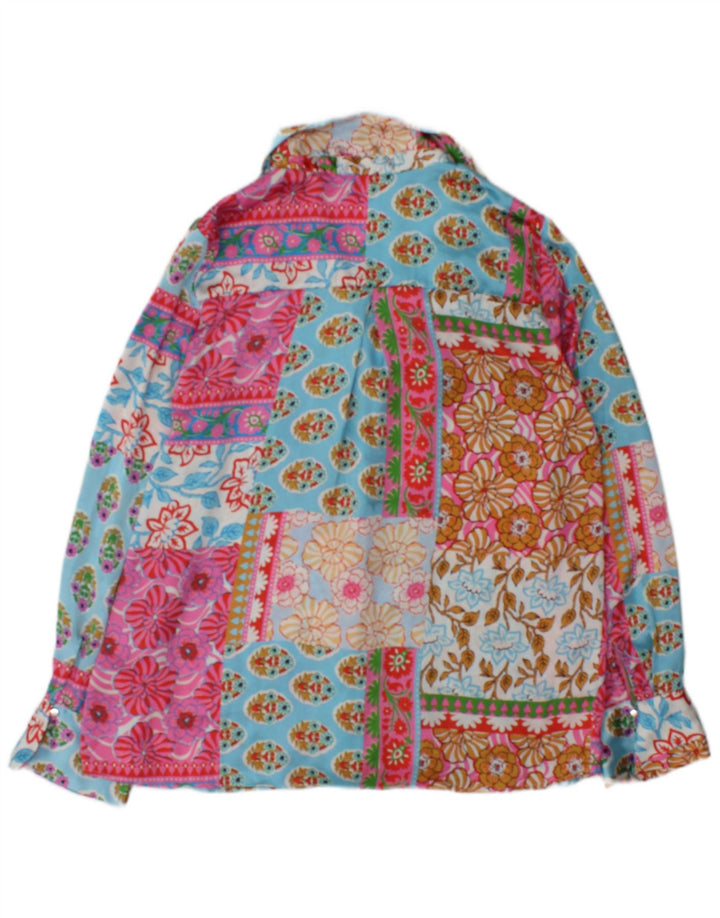 Blusa feminina de manga comprida Zara UK 14 patchwork médio multicolorido