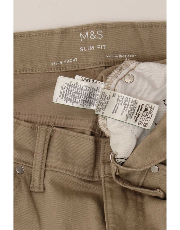 Marks & Spencer Mens Jeans Slim W36 L29 Algodão Bege