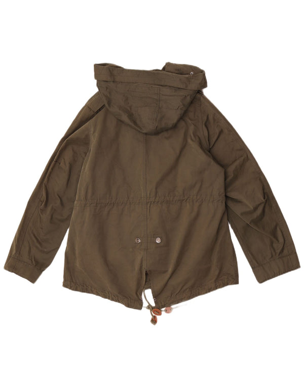 Zara Jaqueta Parka Feminina com Capuz Reino Unido 36 Pequeno Nylon Verde