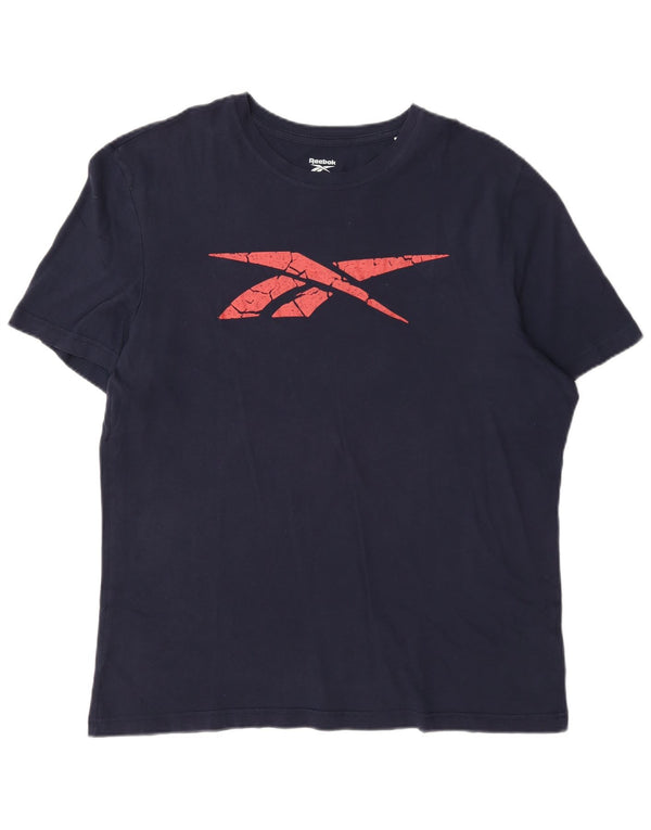 Camiseta gráfica masculina Reebok Top XL azul marinho algodão