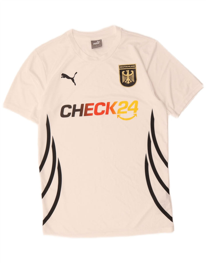 Puma Mens Deutshland Graphic Camiseta Top Pequeno Poliéster Branco