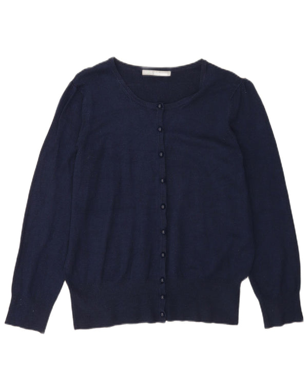 Suéter cardigã feminino Marks & Spencer Reino Unido 16 grande viscose azul marinho