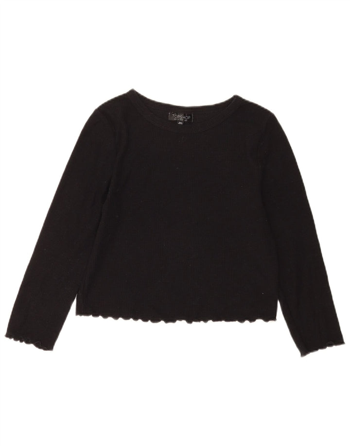 Topshop blusa feminina cropped UK 8 pequeno algodão preto