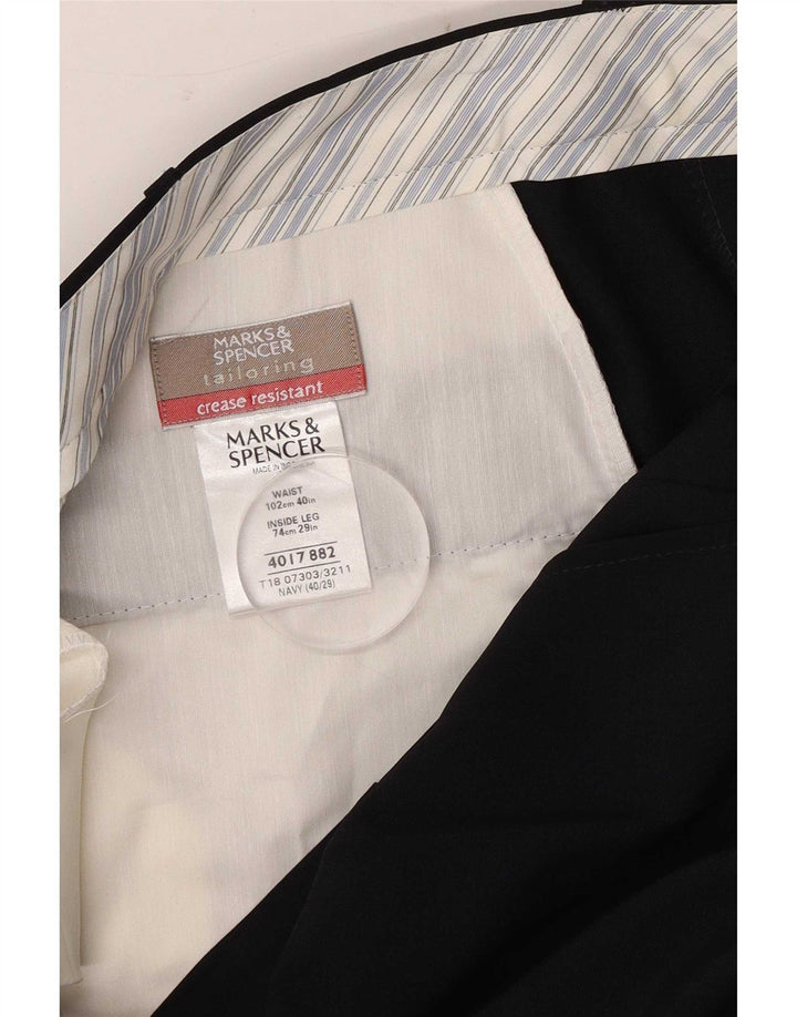 Calça masculina Marks & Spencer Pegged Suit W40 L29 Poliéster azul marinho