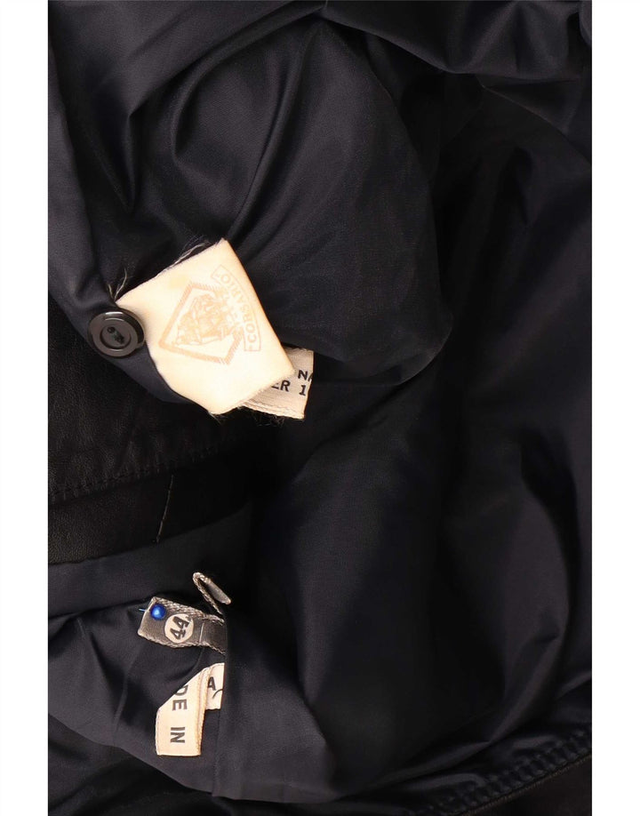 Jaqueta de couro feminina vintage IT 44 couro preto médio