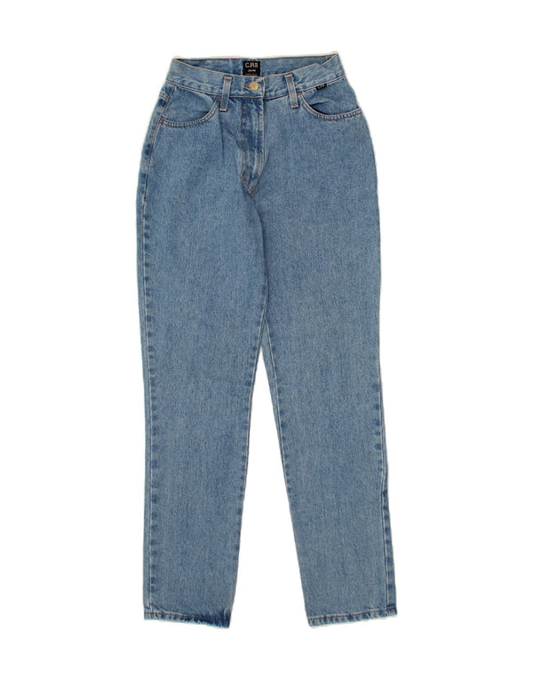 Jeans cônicos femininos VINTAGE IT 44 médio W28 L31 algodão azul