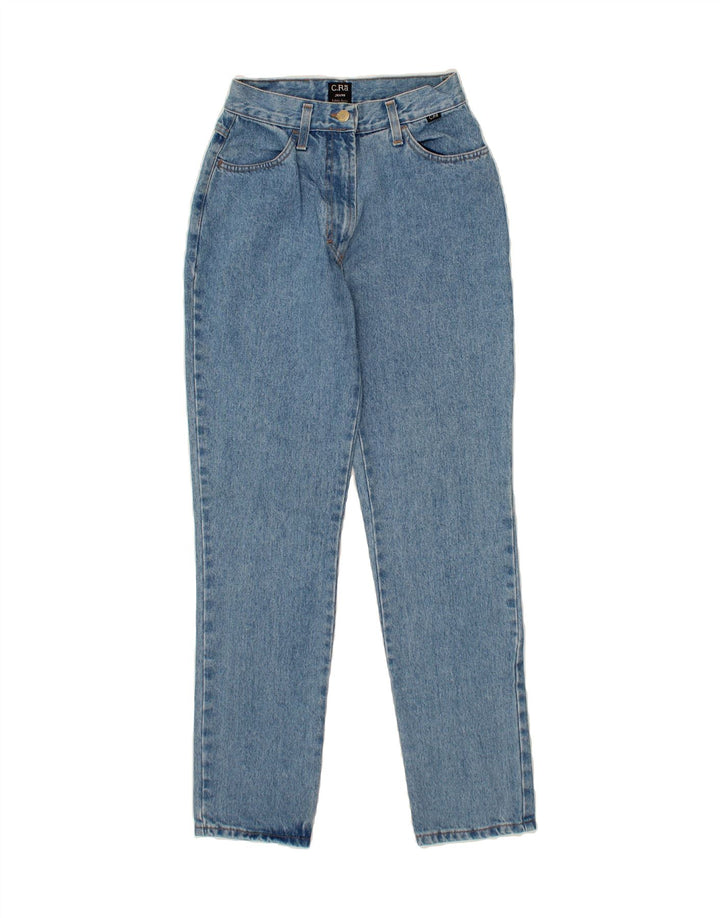 Jeans cônicos femininos VINTAGE IT 44 médio W28 L31 algodão azul