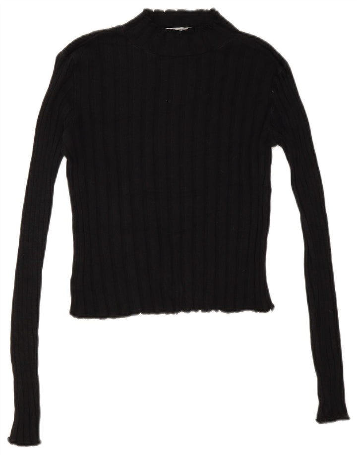 Suéter feminino Zara com gola tartaruga e gola alta Reino Unido 12 médio preto