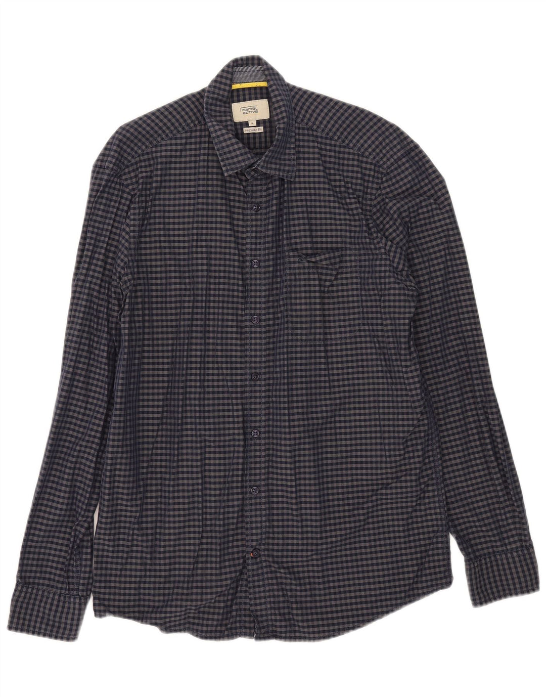 Camisa masculina Camel Active de ajuste regular, algodão guingão azul marinho médio