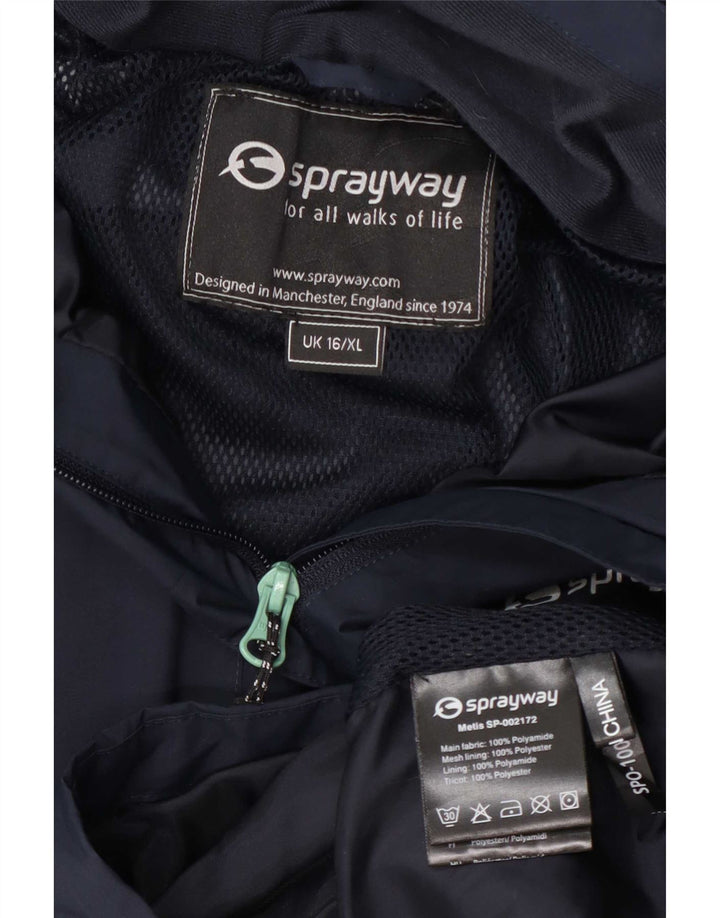 Jaqueta de chuva feminina com capuz Sprayway UK 16 grande poliamida azul marinho