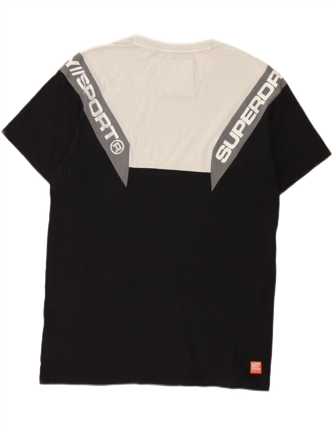 Camiseta gráfica masculina Superdry Top médio preto colorblock algodão