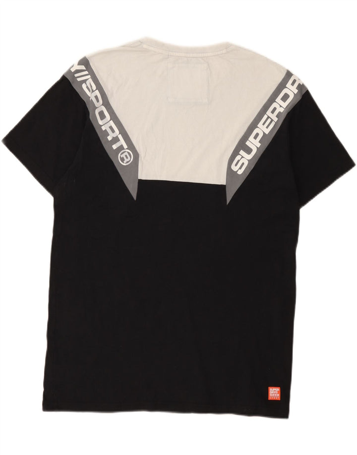 Camiseta gráfica masculina Superdry Top médio preto colorblock algodão