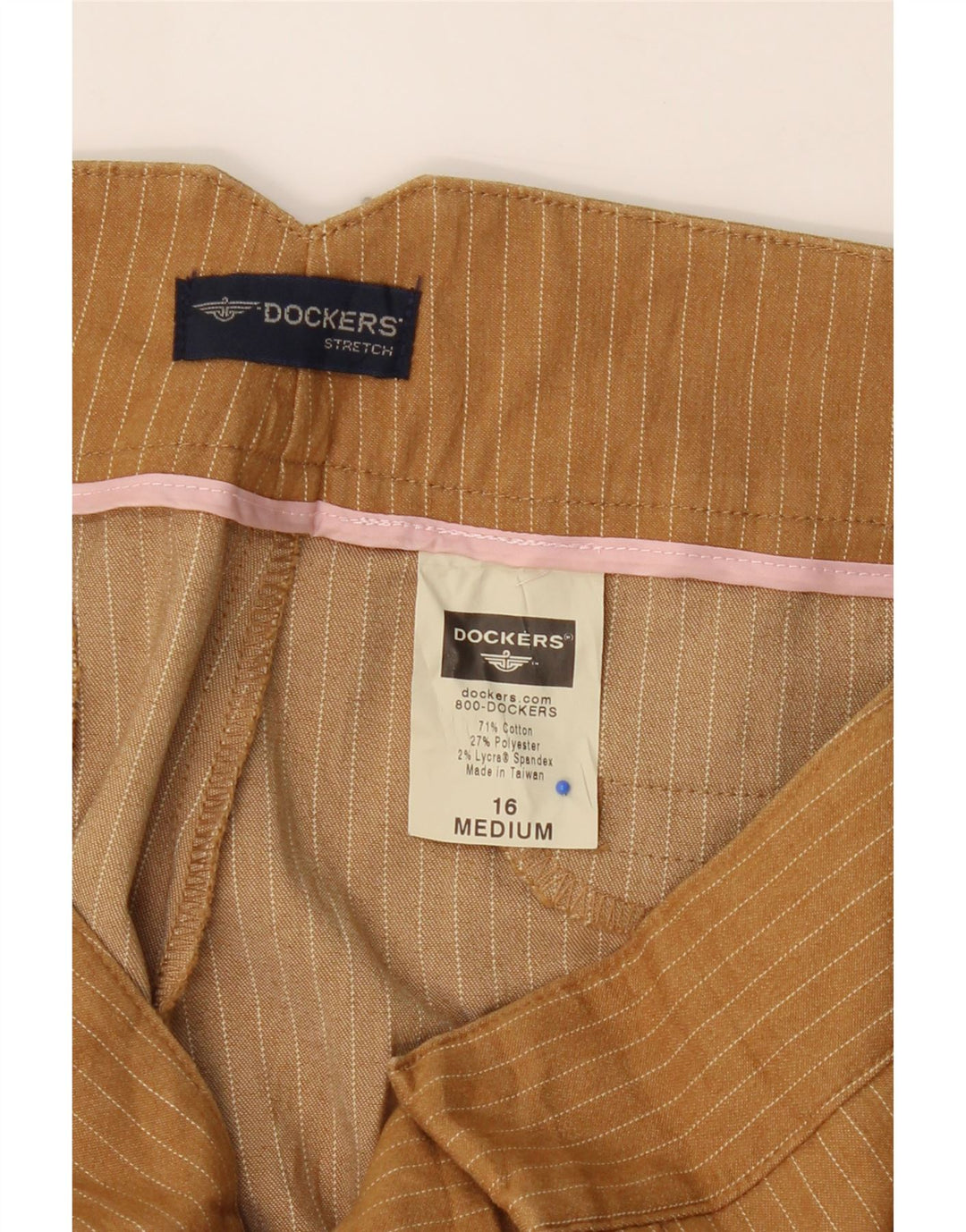 DOCKERS Womens Bootcut Chino Trousers US 16 2XL W36 L30 Brown Pinstripe Vintage Dockers and Second-Hand Dockers from Messina Hembry 