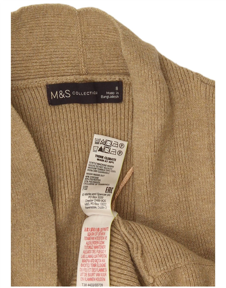Suéter cardigã aberto feminino Marks & Spencer UK 8 pequeno bege viscose